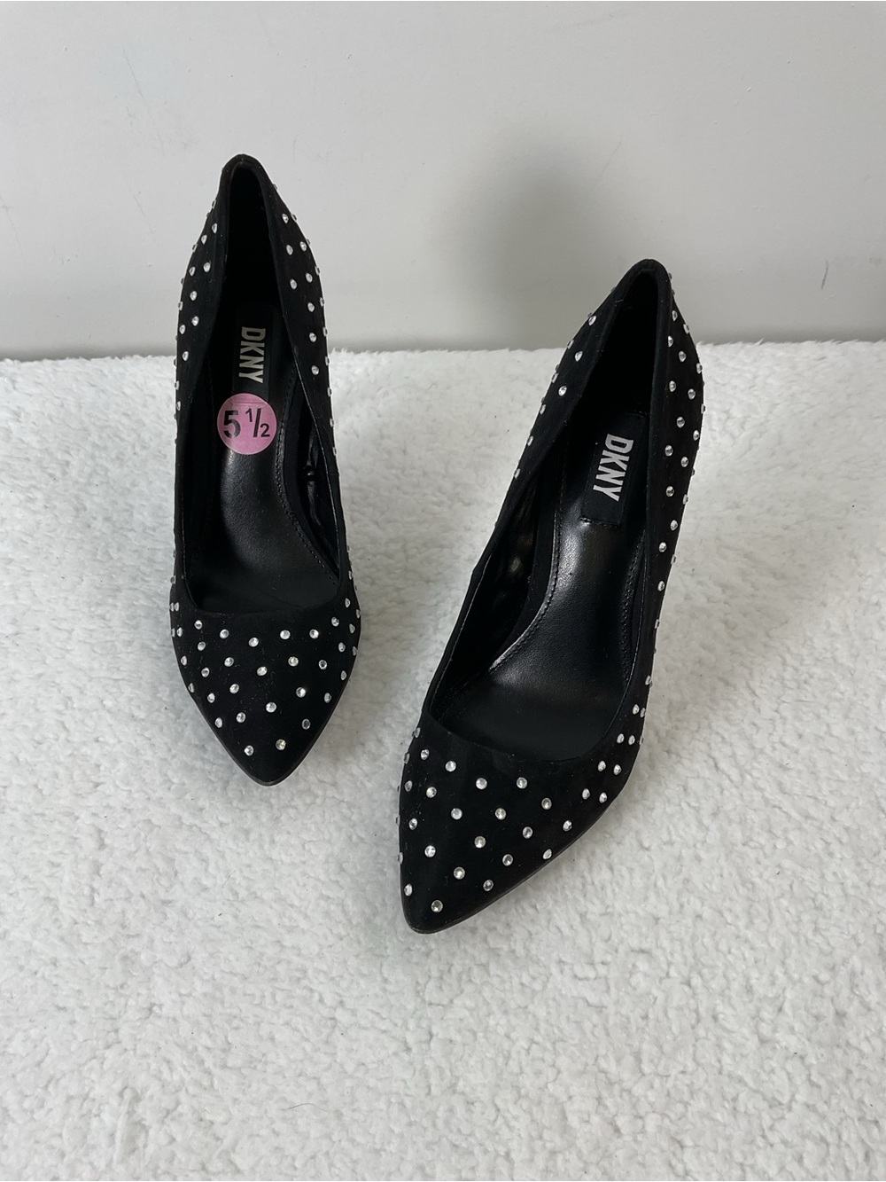 DKNY Black Rhinestone Heels Size 5.5